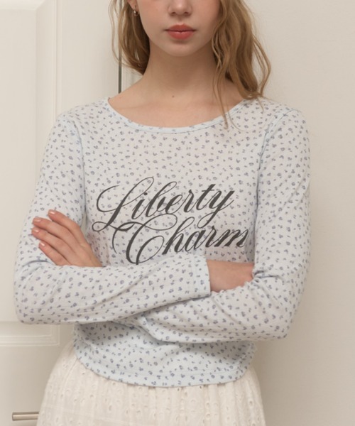 Birthday room（バースデイルーム）の「小花ロゴロンT/Small flower logo long sleeve t-shirt（Tシャツ/カットソー・レディース・アイボリー/ブルー・FREE）」の18枚目の写真