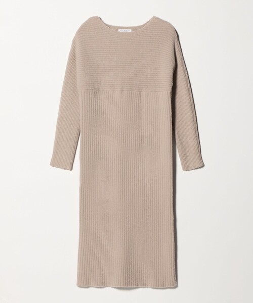 A DAY IN THE LIFE UNITED ARROWS(アデイインザライフユナイテッドアローズ)の「フェザー リブ ドルマン ボートネックワンピース <A DAY IN THE LIFE>(ワンピース・レディース・ベージュ/ダークグレー/オフホワイト・FREE)」の3枚目の写真