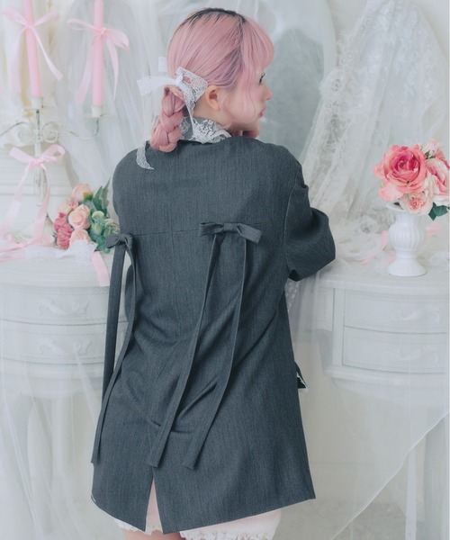 Fiorforte(フィオルフォルテ)の「corset lace jacket(テーラードジャケット・レディース・グレー/ピンク・FREE)」の3枚目の写真