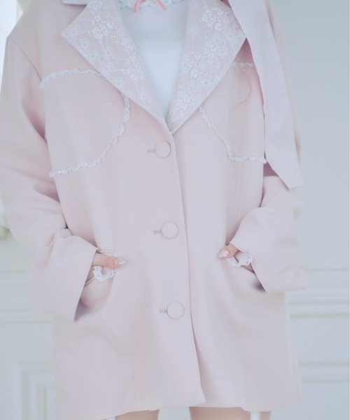 Fiorforte(フィオルフォルテ)の「corset lace jacket(テーラードジャケット・レディース・グレー/ピンク・FREE)」の5枚目の写真