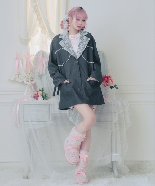 Fiorforte(フィオルフォルテ)の「corset lace jacket(テーラードジャケット・レディース・グレー/ピンク・FREE)」の11枚目の写真