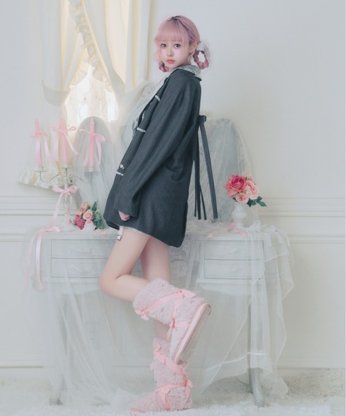 Fiorforte(フィオルフォルテ)の「corset lace jacket(テーラードジャケット・レディース・グレー/ピンク・FREE)」の12枚目の写真