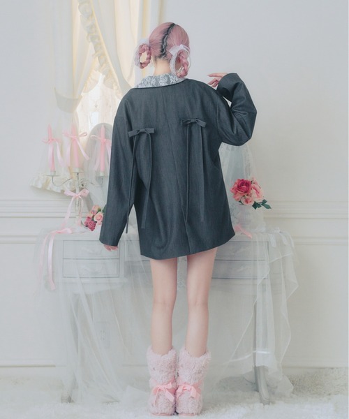Fiorforte(フィオルフォルテ)の「corset lace jacket(テーラードジャケット・レディース・グレー/ピンク・FREE)」の13枚目の写真