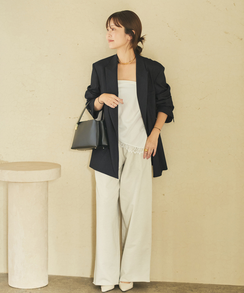 plage(プラージュ)の「JOHNBULL / ジョンブル 別注 SWEAT WIDE パンツ(スウェットパンツ・レディース・カーキ/アイボリー・38/36)」の5枚目の写真