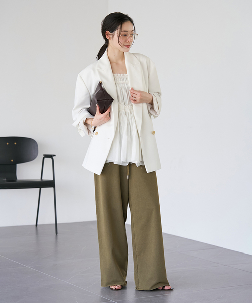 plage(プラージュ)の「JOHNBULL / ジョンブル 別注 SWEAT WIDE パンツ(スウェットパンツ・レディース・カーキ/アイボリー・38/36)」の6枚目の写真