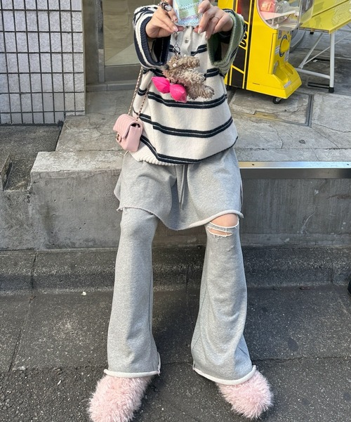 Alley Tokyo(アリートーキョー)の「BIGラガーニット(ニット/セーター・レディース・ホワイト系/ブルー/ピンク・FREE)」の7枚目の写真