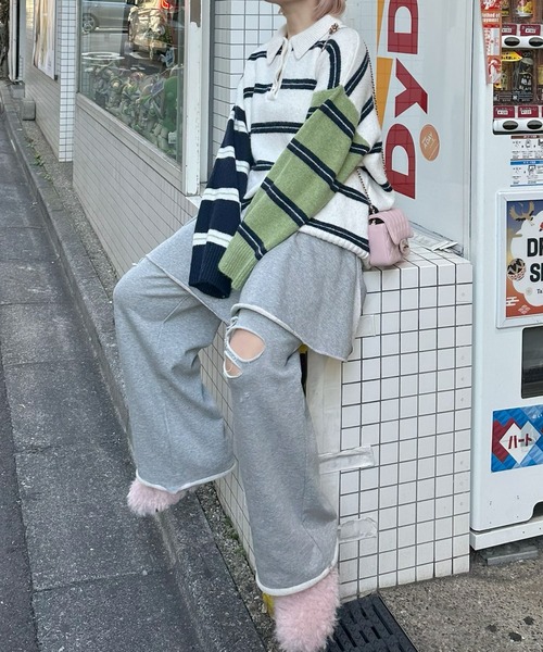 Alley Tokyo(アリートーキョー)の「BIGラガーニット(ニット/セーター・レディース・ホワイト系/ブルー/ピンク・FREE)」の11枚目の写真