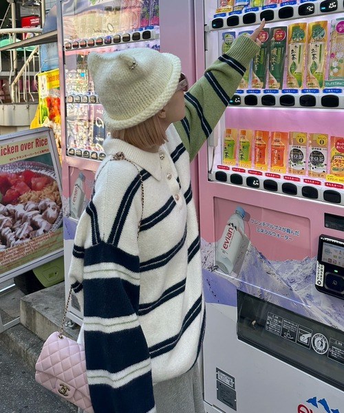 Alley Tokyo(アリートーキョー)の「BIGラガーニット(ニット/セーター・レディース・ホワイト系/ブルー/ピンク・FREE)」の14枚目の写真