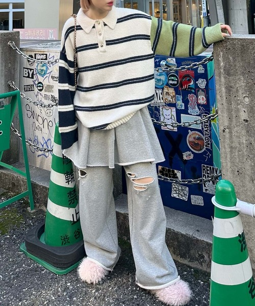 Alley Tokyo(アリートーキョー)の「BIGラガーニット(ニット/セーター・レディース・ホワイト系/ブルー/ピンク・FREE)」の16枚目の写真