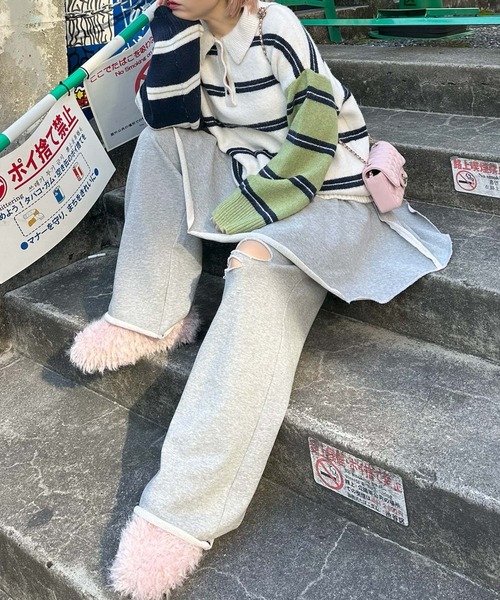 Alley Tokyo(アリートーキョー)の「BIGラガーニット(ニット/セーター・レディース・ホワイト系/ブルー/ピンク・FREE)」の19枚目の写真