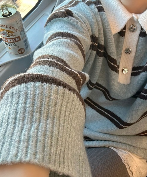 Alley Tokyo(アリートーキョー)の「BIGラガーニット(ニット/セーター・レディース・ホワイト系/ブルー/ピンク・FREE)」の21枚目の写真
