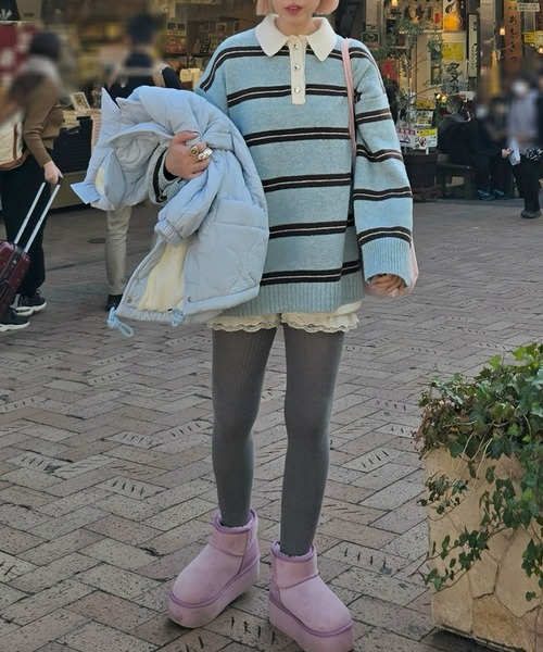 Alley Tokyo(アリートーキョー)の「BIGラガーニット(ニット/セーター・レディース・ホワイト系/ブルー/ピンク・FREE)」の22枚目の写真