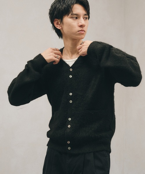 Adoon plain(アドーンプレーン)の「Multi-Button Shaggy Knit Cardigan / マルチボタンシャギーニットカーディガン(カーディガン/ボレロ・メンズ・ライトグリーン/ダークブラウン/ブラック・LARGE/MEDIUM)」の18枚目の写真