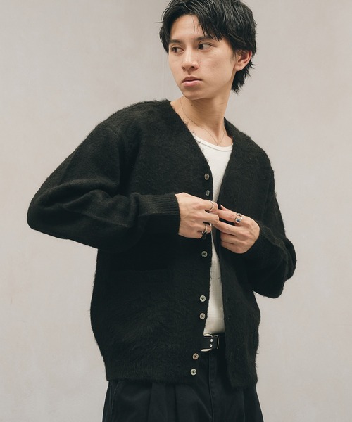 Adoon plain(アドーンプレーン)の「Multi-Button Shaggy Knit Cardigan / マルチボタンシャギーニットカーディガン(カーディガン/ボレロ・メンズ・ライトグリーン/ダークブラウン/ブラック・LARGE/MEDIUM)」の20枚目の写真