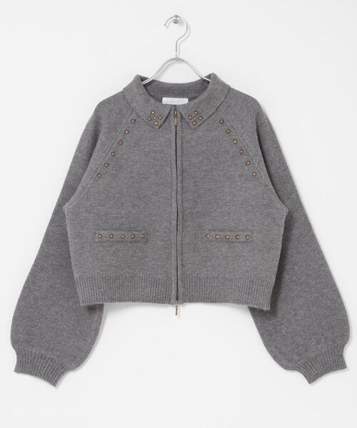 SENSE OF PLACE by URBAN RESEARCH（センスオブプレイスバイアーバンリサーチ）の「『洗濯可』スタッズデザインカーディガン（カーディガン/ボレロ・レディース・チャコールグレー/ブラック/ベージュ・ONE）」の20枚目の写真