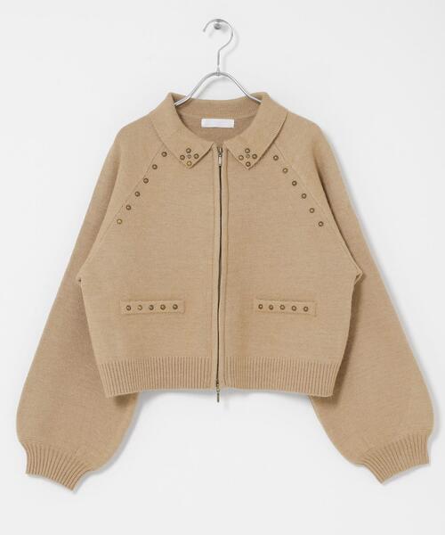 SENSE OF PLACE by URBAN RESEARCH（センスオブプレイスバイアーバンリサーチ）の「『洗濯可』スタッズデザインカーディガン（カーディガン/ボレロ・レディース・チャコールグレー/ブラック/ベージュ・ONE）」の14枚目の写真