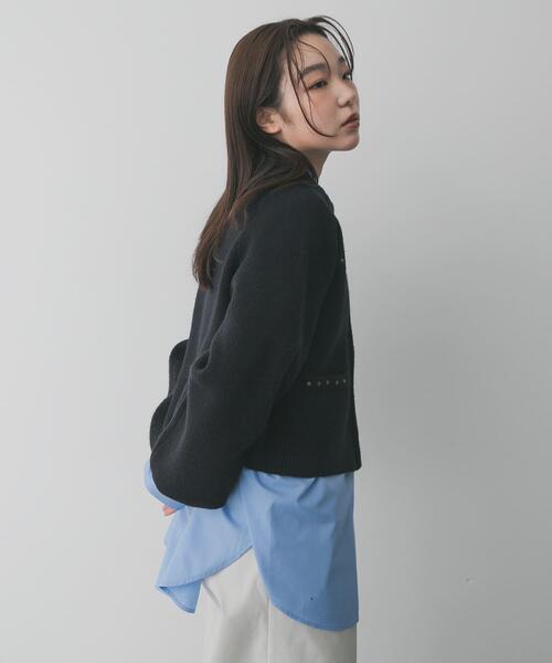 SENSE OF PLACE by URBAN RESEARCH（センスオブプレイスバイアーバンリサーチ）の「『洗濯可』スタッズデザインカーディガン（カーディガン/ボレロ・レディース・チャコールグレー/ブラック/ベージュ・ONE）」の5枚目の写真
