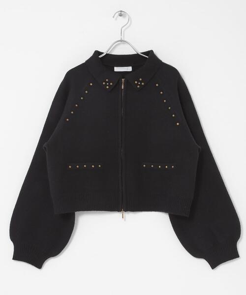 SENSE OF PLACE by URBAN RESEARCH（センスオブプレイスバイアーバンリサーチ）の「『洗濯可』スタッズデザインカーディガン（カーディガン/ボレロ・レディース・チャコールグレー/ブラック/ベージュ・ONE）」の9枚目の写真