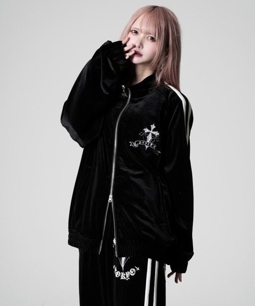 レフレム REFLEM クロス刺繍ベロアトラックジャージ 101965036b_b_36_500.jpg