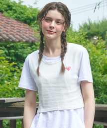 Lace eyelet sleeveless shirt White