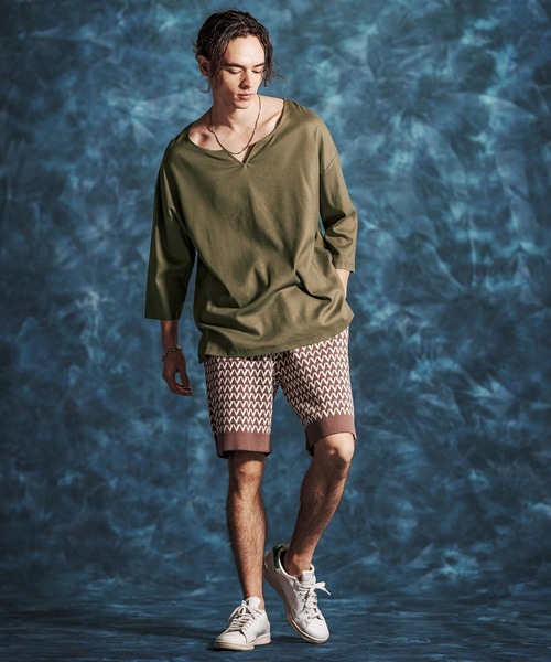 Jih Nunc（ジーヌンク）の「mlt5546-レーヨンリネンキーネックシャツ(JIH-R1156)（シャツ/ブラウス・メンズ・キナリ/カーキ/ブラック・L/M/S）」の6枚目の写真