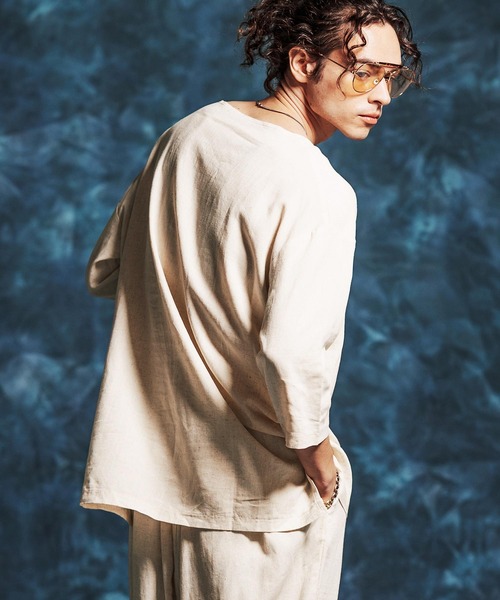 Jih Nunc（ジーヌンク）の「mlt5546-レーヨンリネンキーネックシャツ(JIH-R1156)（シャツ/ブラウス・メンズ・キナリ/カーキ/ブラック・L/M/S）」の10枚目の写真
