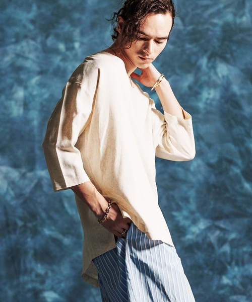 Jih Nunc（ジーヌンク）の「mlt5546-レーヨンリネンキーネックシャツ(JIH-R1156)（シャツ/ブラウス・メンズ・キナリ/カーキ/ブラック・L/M/S）」の12枚目の写真