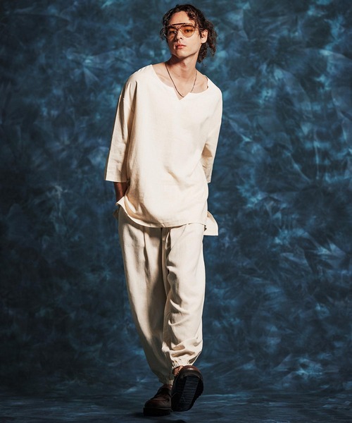 Jih Nunc（ジーヌンク）の「mlt5546-レーヨンリネンキーネックシャツ(JIH-R1156)（シャツ/ブラウス・メンズ・キナリ/カーキ/ブラック・L/M/S）」の13枚目の写真