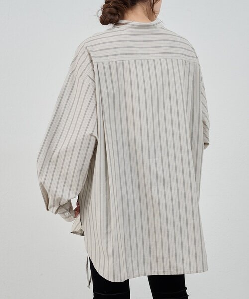 SHENERY（シーナリー）の「ストライプギャザーブラウス（シャツ/ブラウス・レディース・ベージュ/ブルー・FREE）」の9枚目の写真