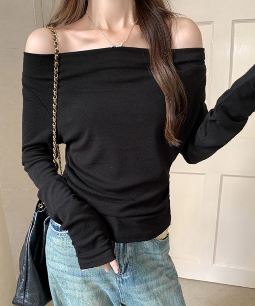 LADY LIKE(レディライク)の「【春夏新作】胸元ドレープ入り長袖カットトップス(Tシャツ/カットソー・レディース・ダークグレー/モカ/ホワイト/グレー/ブラック・M)」の13枚目の写真