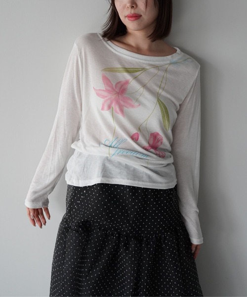 SANSeLF（サンセルフ）の「【SANSeLF】フロントプリントシアーロングスリーブトップス saw25a079（Tシャツ/カットソー・レディース・ホワイト・FREE）」の9枚目の写真