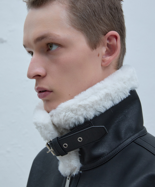 ANDROS(アンドロス)の「B-3 Shearling Jacket (Black/White)(ムートンコート・メンズ・その他・S/M/L/XL/XXL)」の2枚目の写真