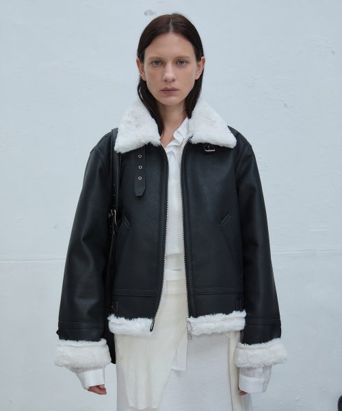 ANDROS(アンドロス)の「B-3 Shearling Jacket (Black/White)(ムートンコート・メンズ・その他・S/M/L/XL/XXL)」の3枚目の写真