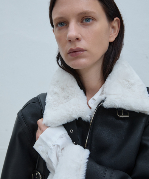 ANDROS(アンドロス)の「B-3 Shearling Jacket (Black/White)(ムートンコート・メンズ・その他・S/M/L/XL/XXL)」の4枚目の写真