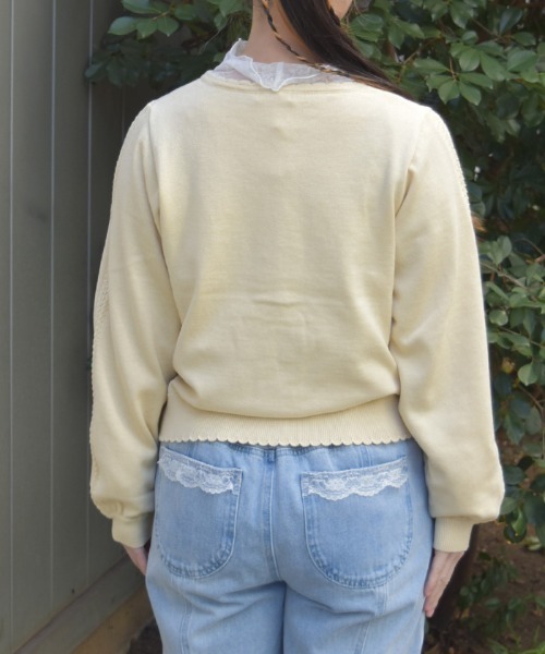 axes femme（アクシーズファム）の「かぎ針ローズニットカーディガン（カーディガン/ボレロ・レディース・サックスブルー/イエロー/ホワイト・FREE）」の9枚目の写真