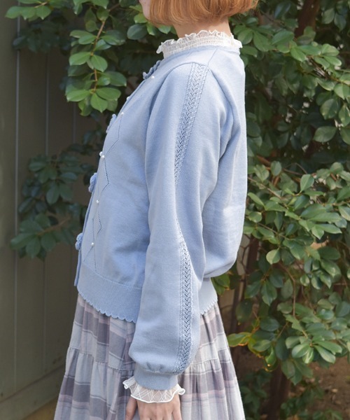 axes femme（アクシーズファム）の「かぎ針ローズニットカーディガン（カーディガン/ボレロ・レディース・サックスブルー/イエロー/ホワイト・FREE）」の7枚目の写真