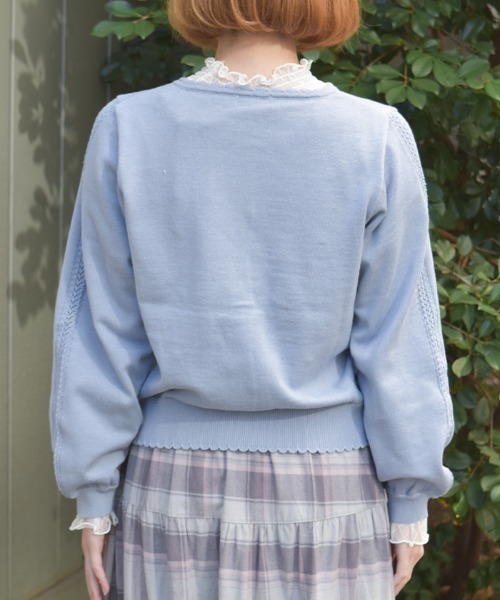 axes femme（アクシーズファム）の「かぎ針ローズニットカーディガン（カーディガン/ボレロ・レディース・サックスブルー/イエロー/ホワイト・FREE）」の6枚目の写真