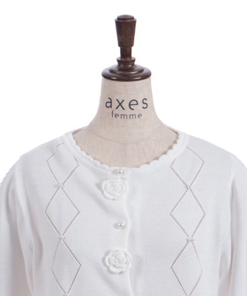 axes femme（アクシーズファム）の「かぎ針ローズニットカーディガン（カーディガン/ボレロ・レディース・サックスブルー/イエロー/ホワイト・FREE）」の5枚目の写真