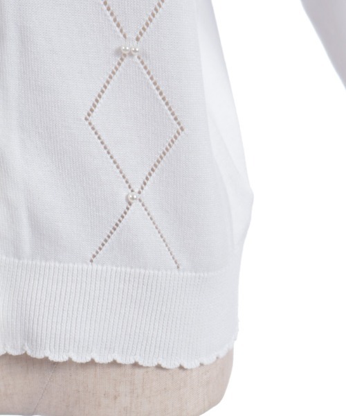 axes femme（アクシーズファム）の「かぎ針ローズニットカーディガン（カーディガン/ボレロ・レディース・サックスブルー/イエロー/ホワイト・FREE）」の4枚目の写真