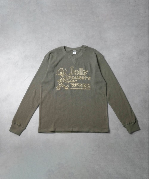 NO WAY(ノーウェイ)の「/ワッフル ひび割れプリントロングスリーブTシャツ/(Tシャツ/カットソー・メンズ・オリーブ/ブラック・LARGE)」の2枚目の写真