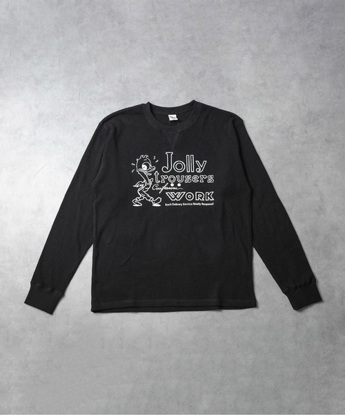 NO WAY(ノーウェイ)の「/ワッフル ひび割れプリントロングスリーブTシャツ/(Tシャツ/カットソー・メンズ・オリーブ/ブラック・LARGE)」の1枚目の写真
