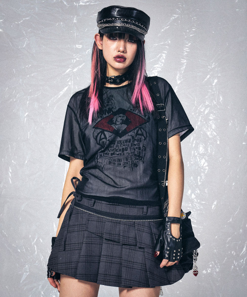 SCHISM INDUCING(スキズムインデューシング)の「MESH LAYERED T SHIRT BLACK(Tシャツ/カットソー・レディース・その他・FREE)」の5枚目の写真
