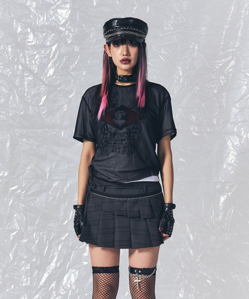 SCHISM INDUCING(スキズムインデューシング)の「MESH LAYERED T SHIRT BLACK(Tシャツ/カットソー・レディース・その他・FREE)」の8枚目の写真