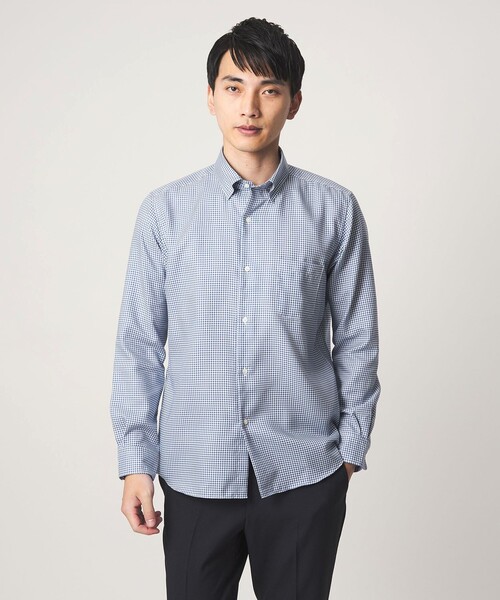 green label relaxing（グリーンレーベルリラクシング）の「エブリット コットンオックス ギンガムチェック スナップ ボタンダウン シャツ -イージーアイロン-（ビジネスシャツ・メンズ・コバルトブルー・L/M/S/XL）」の4枚目の写真