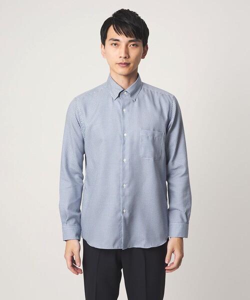 green label relaxing（グリーンレーベルリラクシング）の「エブリット コットンオックス ギンガムチェック スナップ ボタンダウン シャツ -イージーアイロン-（ビジネスシャツ・メンズ・コバルトブルー・L/M/S/XL）」の8枚目の写真