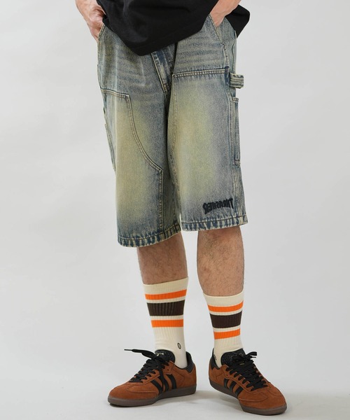 THRASHER（スラッシャー）の「THRASHER/スラッシャー ハーフパンツ ショートパンツ ショーツ デニム 262TH1SP088（デニムパンツ・メンズ・ブラック/ブルー・M/L）」の8枚目の写真