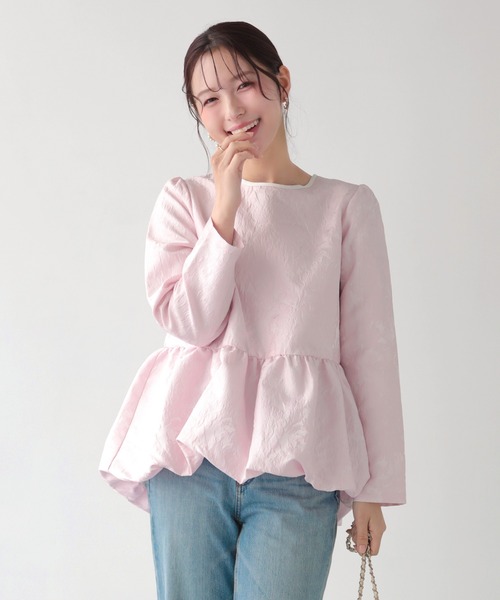 Fit more(フィットモア)の「ジャガード裾バルーントップス(その他トップス・レディース・ピンク/ホワイト/ネイビー・FREE)」の9枚目の写真