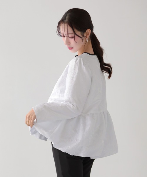 fitmore ジャガード裾バルーントップス Fit more（フィットモア） ジャガード裾バルーントップス レディース