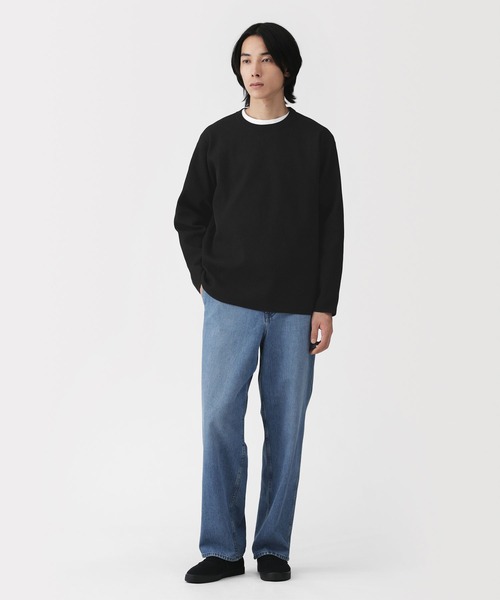 無印良品(ムジルシリョウヒン)の「紳士 乾きやすい洗えるリブ編み長袖ニットTシャツ(ニット/セーター・メンズ・ライトグレー/ブラック/ネイビー・S/L/XL/M)」の5枚目の写真
