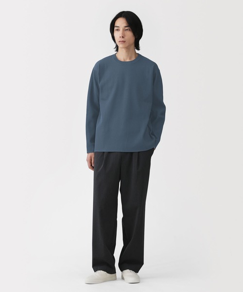 無印良品(ムジルシリョウヒン)の「紳士 乾きやすい洗えるリブ編み長袖ニットTシャツ(ニット/セーター・メンズ・ライトグレー/ブラック/ネイビー・S/L/XL/M)」の8枚目の写真